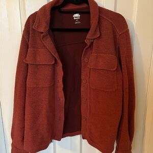 Roots Women's Rust Button-Up Shirt Jacket (shacket)